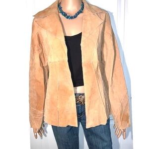 Outer Edge Vintage Tan Suede Leather Jacket Large